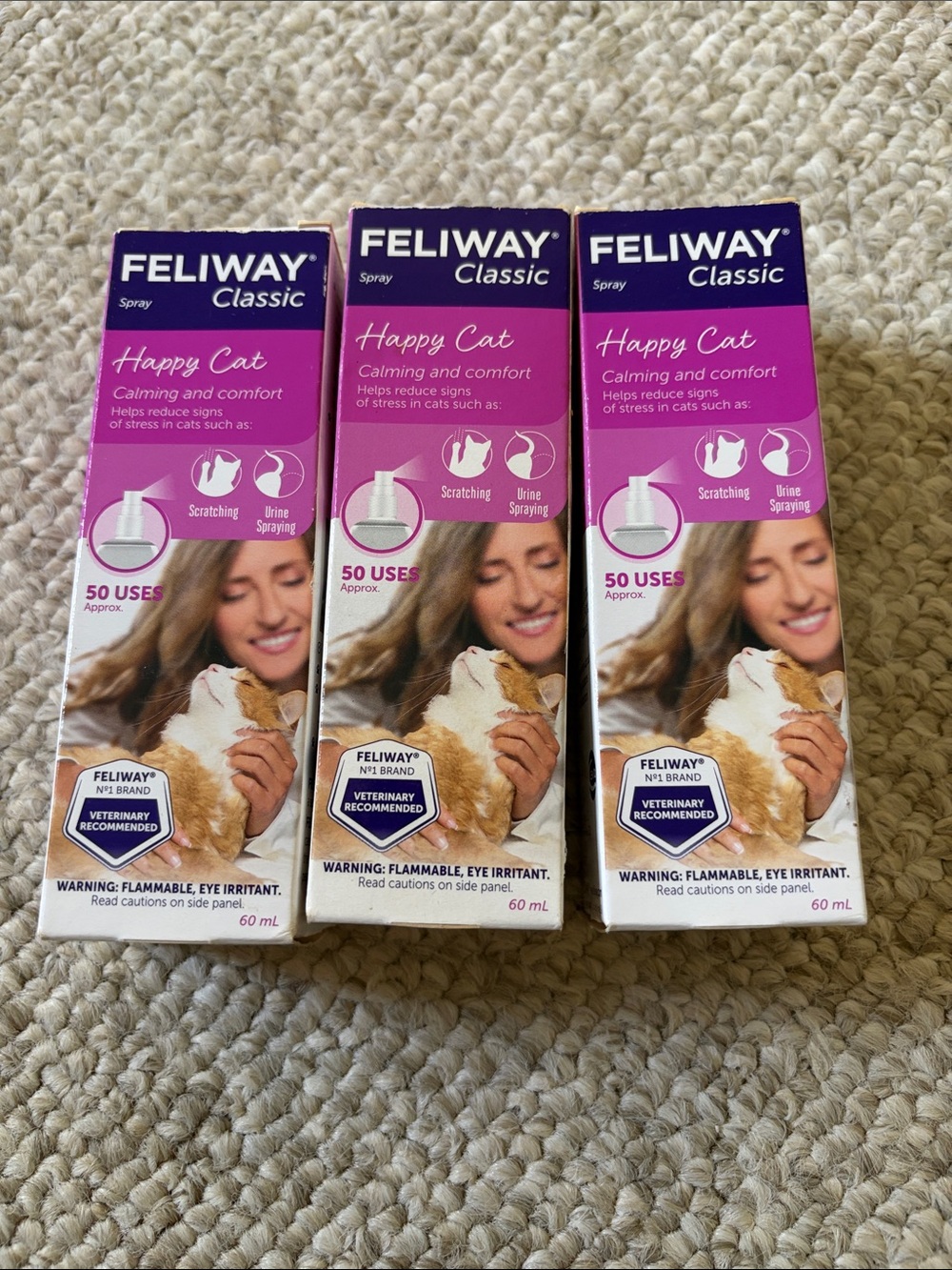 3 Classic Happy Cat Calming Spray  STOP SCRATCHING AND URINE MARKING